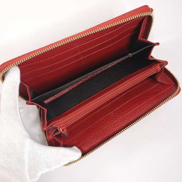 GUCCI グッチ 長財布 307984 バンブー タッセル レザー レッド