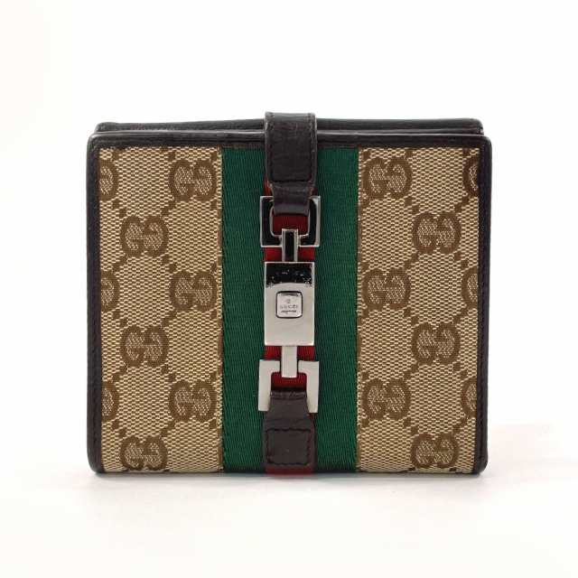 GUCCI グッチ 二つ折り財布 05474 ジャッキー シェリーライン GGキャンバス ブラウン ユニセックス 中古