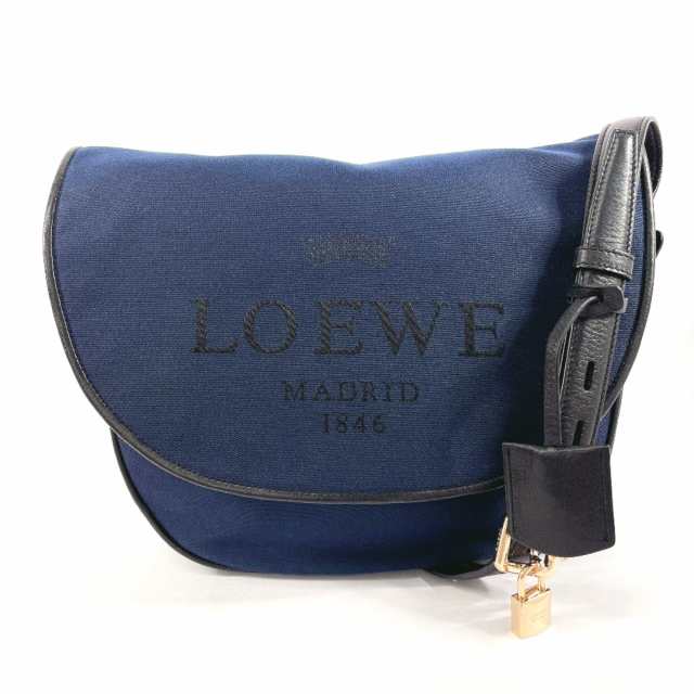 LOEWE ロエベ ショルダーバッグ ヘリテージ キャンバス/レザー ネイビー ユニセックス 中古