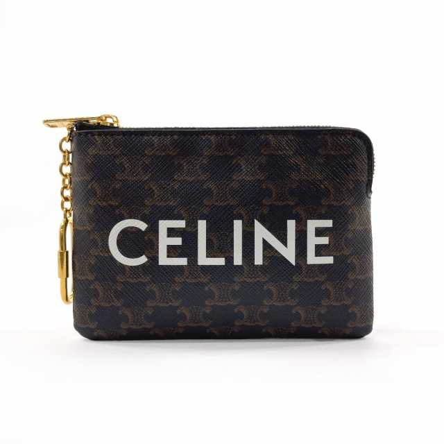 CELINE セリーヌ コインケース 10C662CA2 コイン＆カードポーチ トリヨンフ PVC ブラック レディース 中古