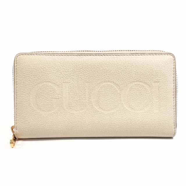 GUCCI グッチ 長財布 658691 ラウンドファスナー ロゴ レザー ベージュ ユニセックス 中古