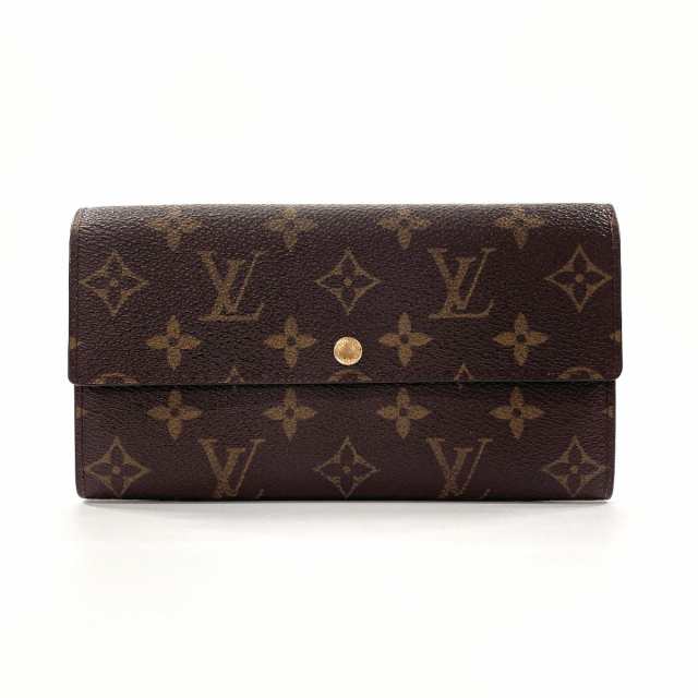 LOUIS VUITTON ルイヴィトン 長財布 M61725 ポシェット ポルトモネ クレディ モノグラムキャンバス ブラウン レディース 中古