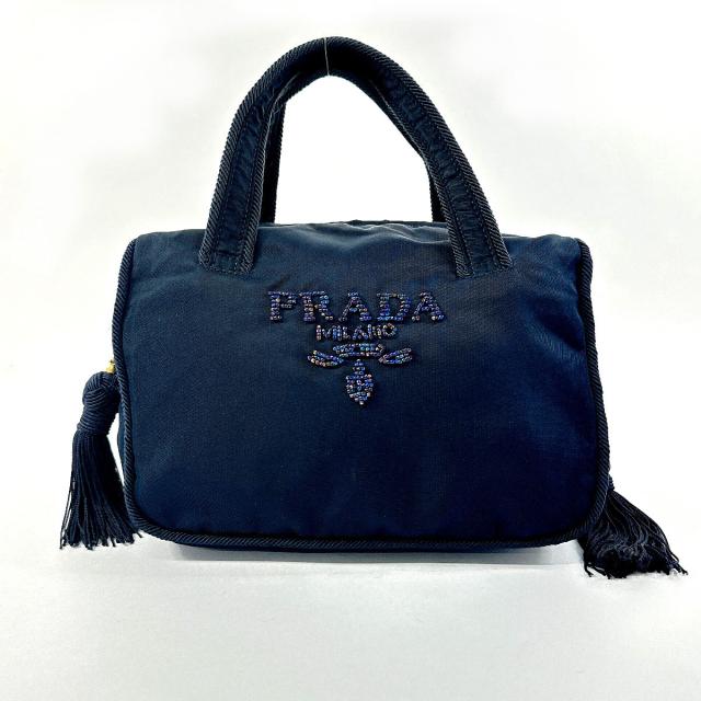 PRADA プラダ ハンドバッグ ビーズ ナイロン ネイビー レディース 中古の通販は 25,789円