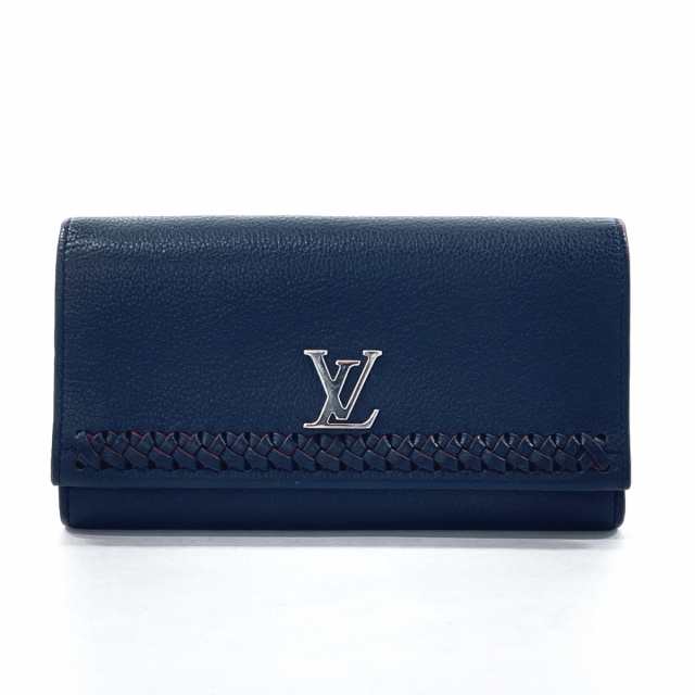 LOUIS VUITTON ルイヴィトン 長財布 M64335 ポルトフォイユ ロックミー II レザー ネイビー レディース 中古