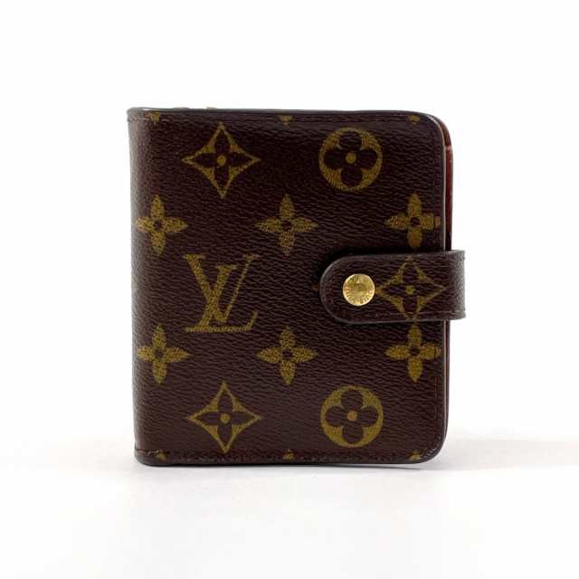 LOUIS VUITTON ルイヴィトン 二つ折り財布 M61667 コンパクトジップ モノグラムキャンバス ブラウン レディース 中古