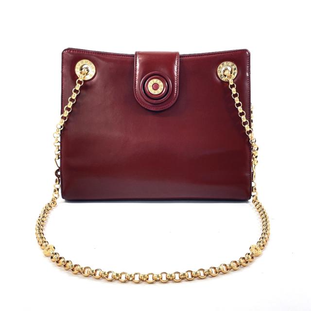 TIFFANY&Co. ティファニー ショルダーバッグ チェーンショルダー サークルロゴ レザー ボルドー レディース 中古の通販は