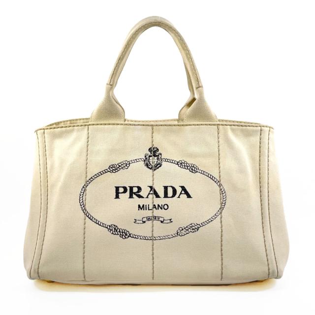PRADA プラダ トートバッグ カナパ M キャンバス ホワイト レディース 中古