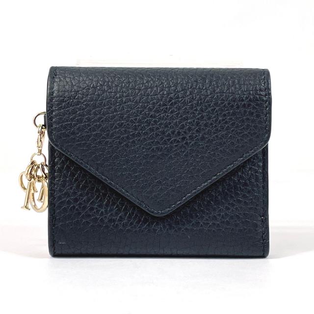 Christian Dior クリスチャンディオール 三つ折り財布 ディオリッシモ レザー ブラック レディース 中古の通販は