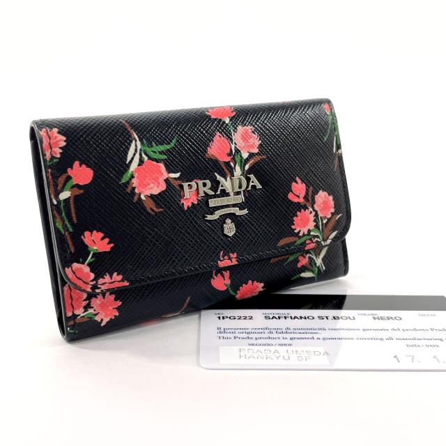 ((新品))((希少)) PRADA キーケース　サフィアーノレザー　NERO PRADA プラダ サフィアーノレザー キーケース レディース メンズ