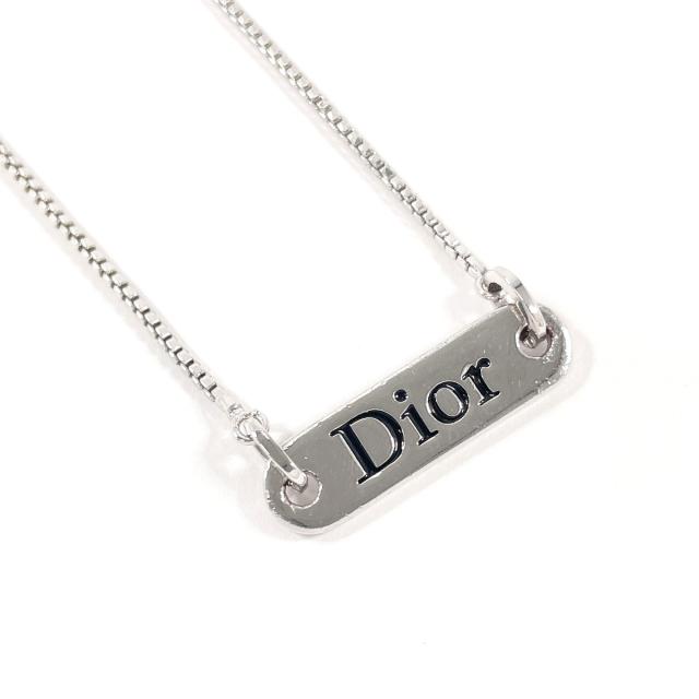 Dior★クリスチャンディオール　プレートロゴネックレス　シルバー 中古・古着通販】Christian Dior (クリスチャン ディオール