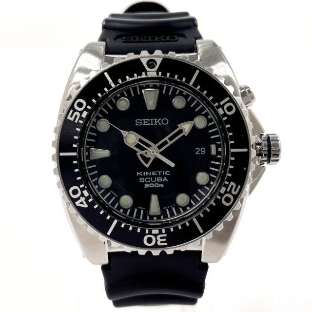 SEIKO セイコー 腕時計 5M62-0BLO キネティック スキューバ 200m ステンレススチール/ラバー ブラック ブラック メンズ 中古