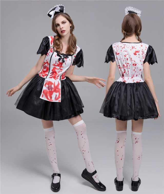 送料無料!メイド服 ハロウィン コスプレ ゾンビ ホラー 血まみれメイド コスチューム 血のり アリス 女の子 レディース 女性 仮装 衣装 ｜au  PAY マーケット