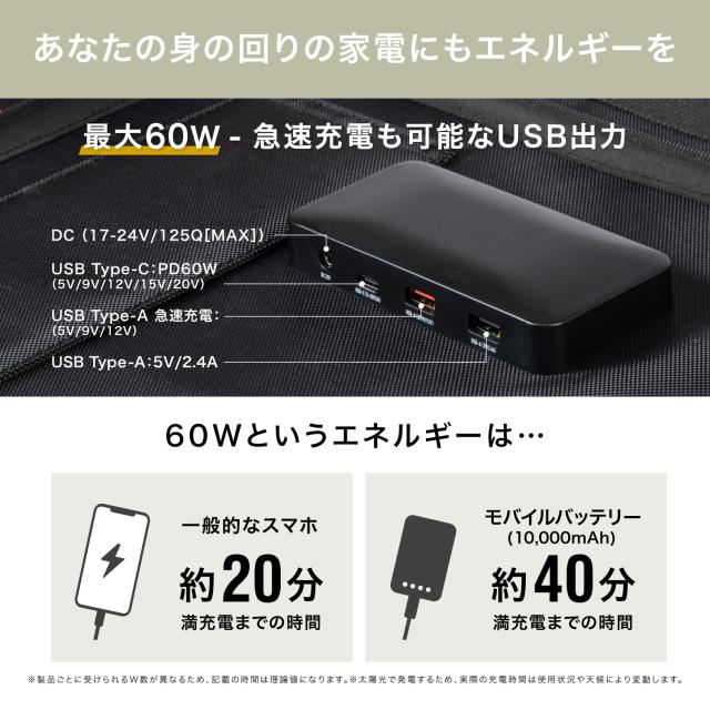 ソーラーパネル 折りたたみ PowerArQ Solar 100W ソーラー パネル充電
