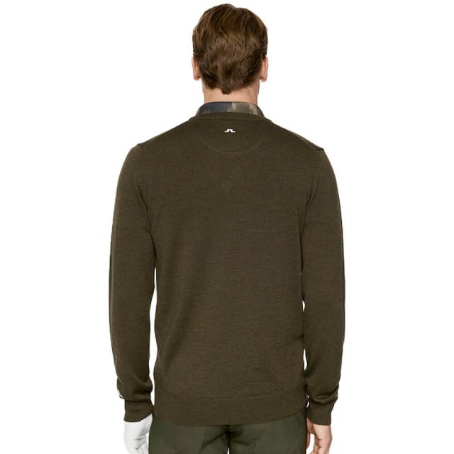 ゴルフウェア　Jリンドバーグ メンズ メリノウール Vネック 長袖 セーター 071-14910 028 カーキ [2025年秋冬モデル] ゴルフウェア Jリンドバーグ メンズ メリノウール Vネック 長袖