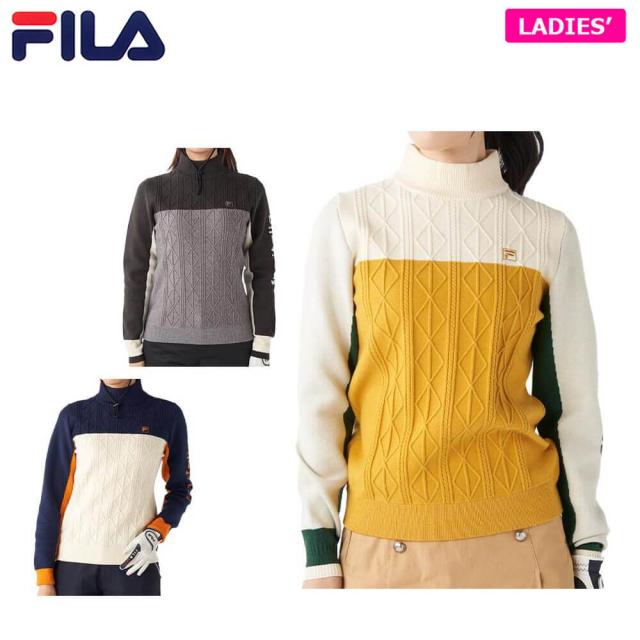 [30％OFF] ゴルフウェア　フィラ レディース 配色切替 長袖 モックネック セーター 795-705 [2025年秋冬モデル]
