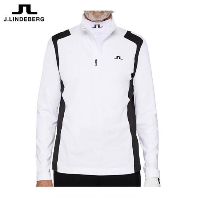ゴルフウェア　Jリンドバーグ メンズ ショルダーブリッジ ハーフジップ 長袖 ミッドレイヤー 071-34910 004 ホワイト [2025年秋冬モデル]