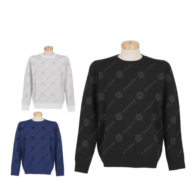 ゴルフウェア　セントアンドリュース メンズ ロゴジャガード 長袖 クルーネック ニット プルオーバー 042-5270951 [2025年秋冬モデル]