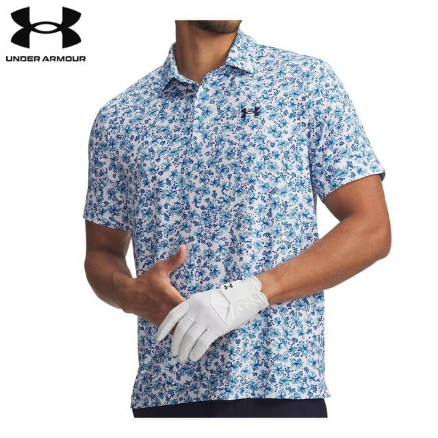 ゴルフウェア　アンダーアーマー メンズ UAプレーオフ3.0 プリント 半袖 ポロシャツ 1378677 123 White/Varsity Blue [2026年春夏モデル]