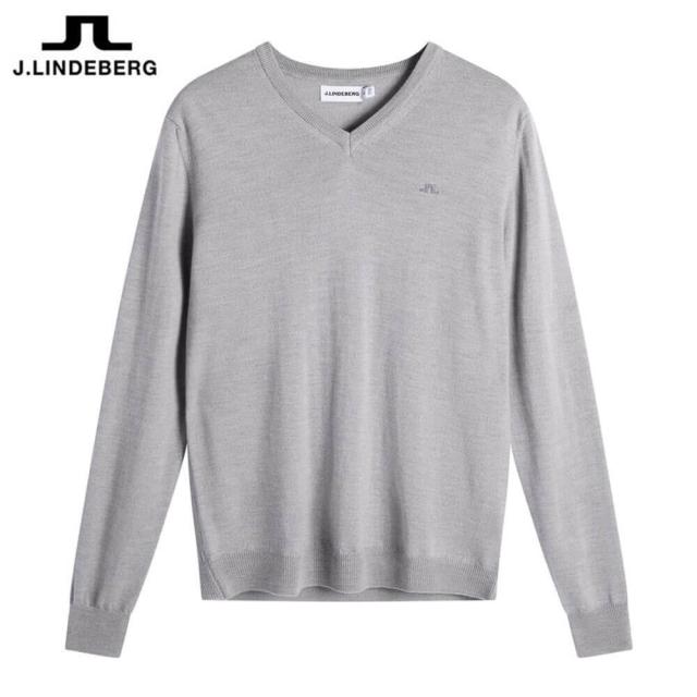 [30％OFF] ゴルフウェア　Jリンドバーグ メンズ ファインニット Vネック 長袖 セーター 071-15213 012 ライトグレー [2026年春夏モデル]