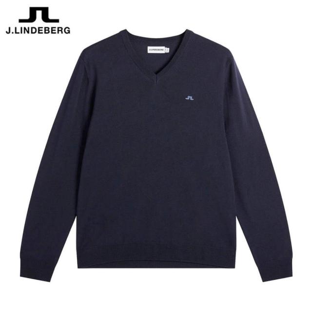 [30％OFF] ゴルフウェア　Jリンドバーグ メンズ ファインニット Vネック 長袖 セーター 071-15213 098 ネイビー [2026年春夏モデル]