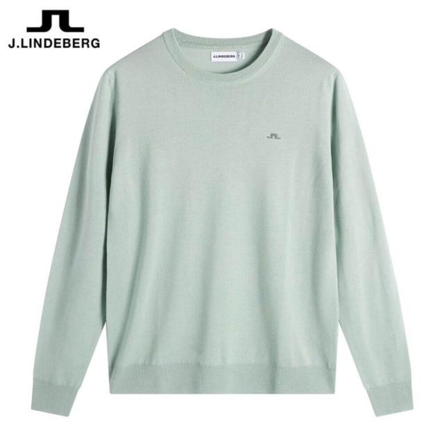 [30％OFF] ゴルフウェア　Jリンドバーグ メンズ ファインニット クルーネック 長袖 セーター 071-15214 022 ライトグリーン [2026年春夏モデル]