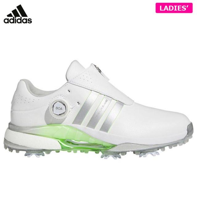 アディダス　レディース W TOUR360 24 BOA ツアー360 ボア ソフトスパイク ゴルフシューズ MDK83 IF0264 フットウェアホワイト/シルバーメタリック/グリーンスパーク [2024年モデル]