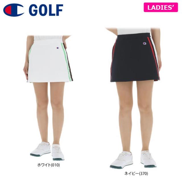 チャンピオンゴルフ　レディース 配色切替 ジャージー素材 メッシュレイヤード ロゴプリント インナーパンツ一体型 スカート CW-ZG203 [2の通販は