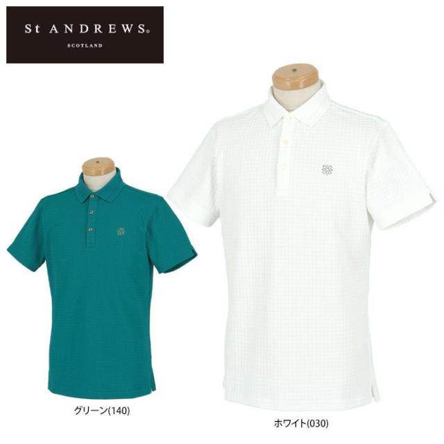 セントアンドリュース　メンズ ロゴ刺繍 ギンガムジャガード 半袖 ポロシャツ 042-4160551 [2024年春夏モデル]の通販は