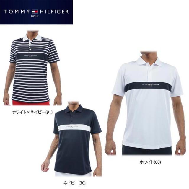 トミー ヒルフィガー ゴルフ　メンズ 配色切替 胸ボーダー柄 半袖 ポロシャツ THMA422 [2024年春夏モデル]
