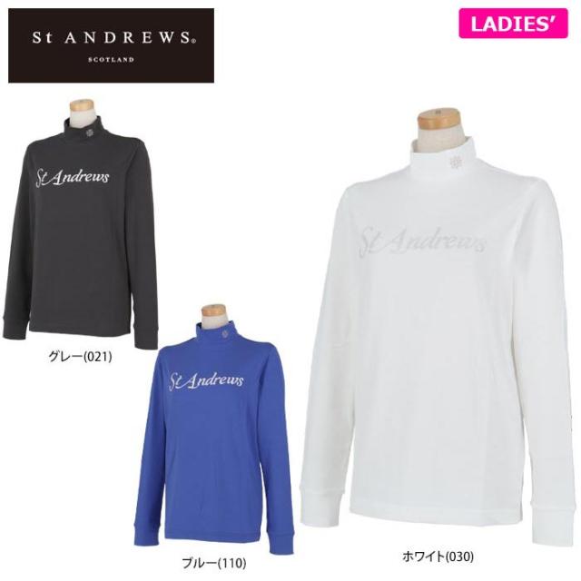 [50％OFF] ゴルフウェア　セントアンドリュース レディース ベア天竺 ラメロゴプリント 長袖 ハイネックシャツ 043-4266952 [2024年秋冬モデル]