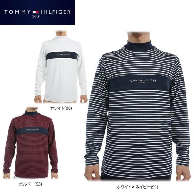 [30％OFF] トミー ヒルフィガー ゴルフ　メンズ ロゴプリント 配色切替 ストレッチ 長袖 モックネックシャツ THMA454 [2024年秋冬モデル]