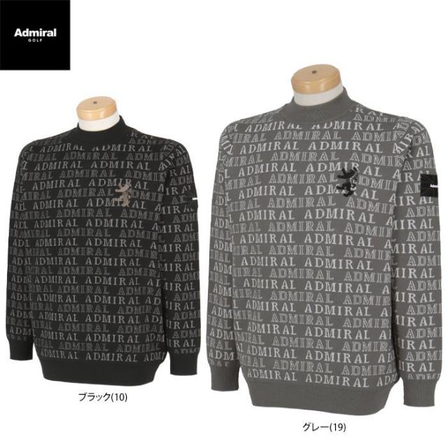 [40％OFF] ゴルフウェア　アドミラル メンズ ビッグランパント刺繍 総柄 ロゴジャガード 長袖 モックネック セーター ADMA480 [2024年秋冬モデル]