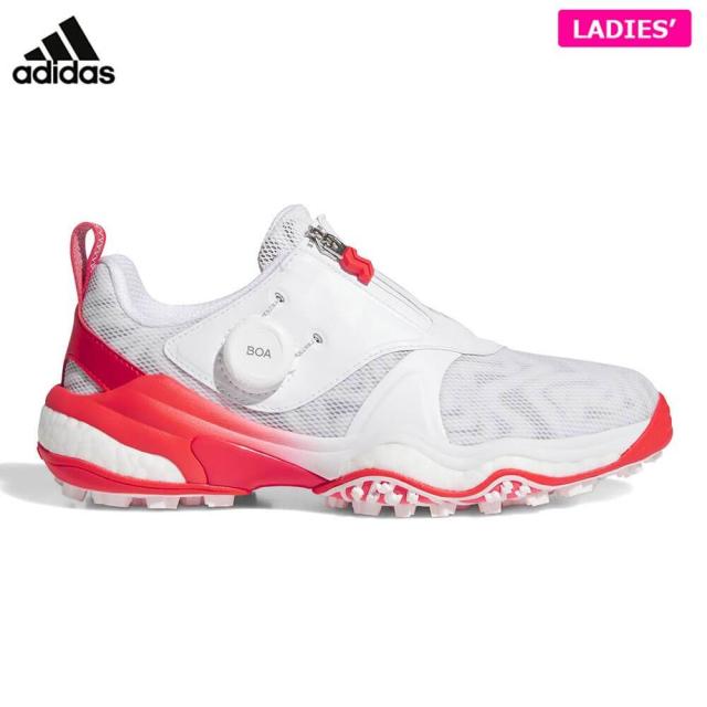 ゴルフシューズ アディダス レディース W CODECHAOS BOA コードカオス ボア 25 スパイクレス NKZ95 IH8509 フットウェアホワイト/シルバーメタリック/ルシッドレッド [2025年モデル]
