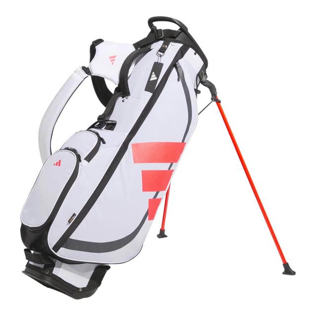 アディダス　メンズ アディゼロ 軽量 コンパクト スタンドキャディバッグ KVH36 JE7154 ホワイト/ルシッドレッド [2025年モデル]