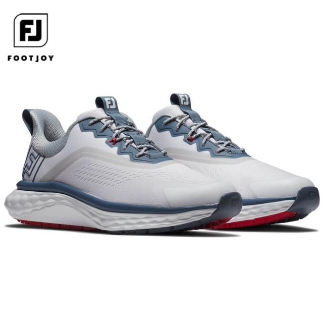 ゴルフシューズ　フットジョイ メンズ FJ QUANTUM LACED クオンタム レース スパイクレス 56989 ホワイト/ブルー