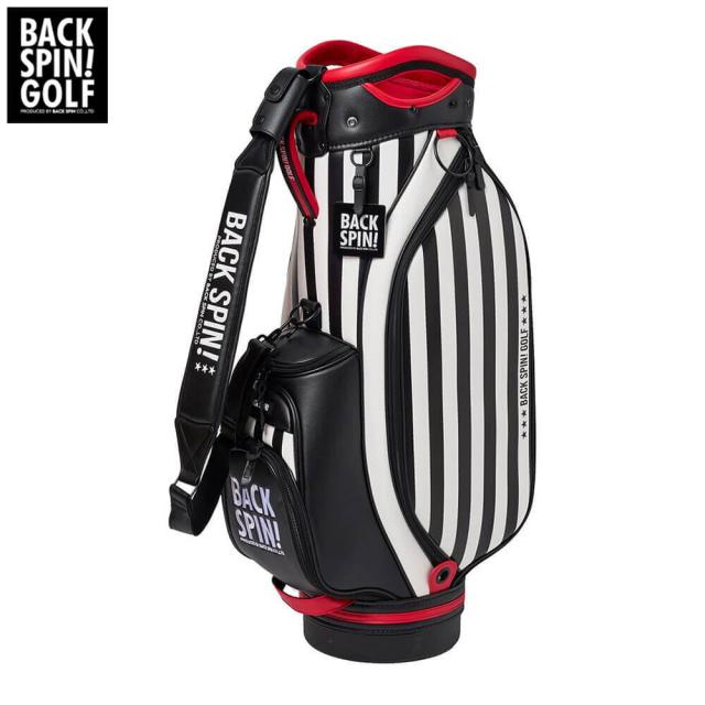 バックスピンゴルフ ストライプ キャディバッグ BSBE01C107 WHBK ホワイト/ブラック [2025年モデル]