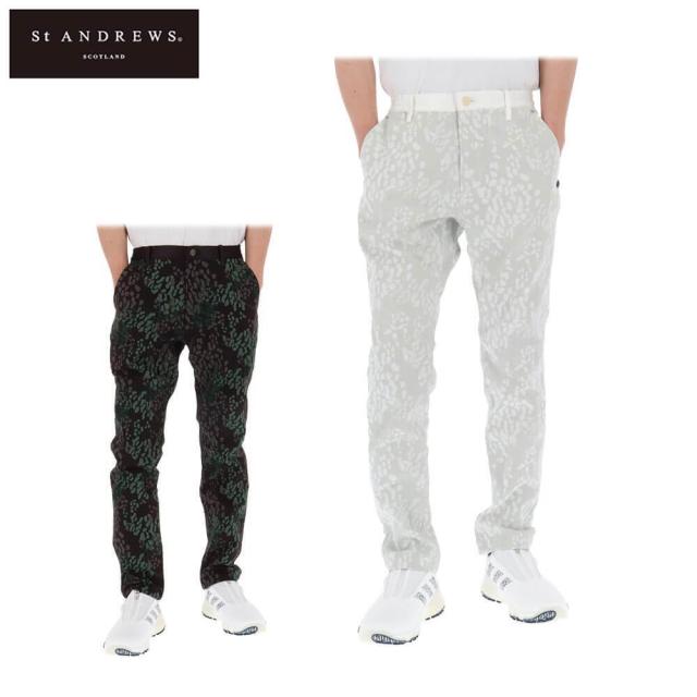 セントアンドリュース、ゴルフホワイト花柄パンツ（刺繍付き） セントアンドリュース、ゴルフホワイト花柄パンツ（刺繍付き） セント