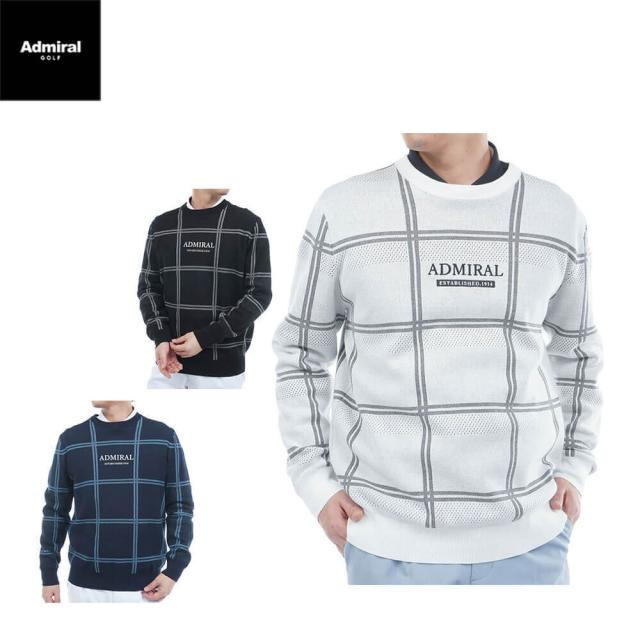 ゴルフウェア　アドミラル メンズ ウィンドウペン 長袖 クルーネック セーター ADMA558 [2025年秋冬モデル]