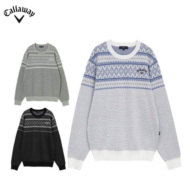 ゴルフウェア　キャロウェイ メンズ ノルディック柄 長袖 クルーネック ニット セーター C25218103 [2025年秋冬モデル]