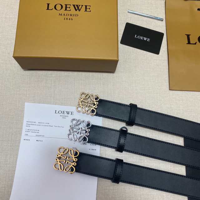 LOEWE 牛革両面掌紋黒十カレー幅3.5cm - タイベルト