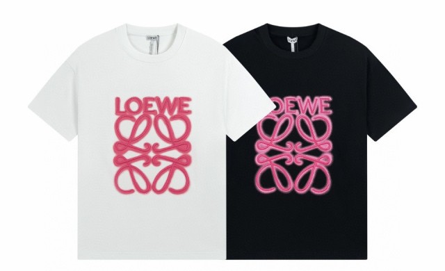 LOEWE ロエベ ネオン刺繍蛍光ピンク半袖Tシャツ｜au PAY マーケット