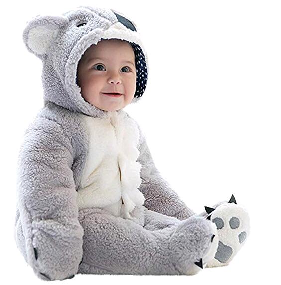 ふわふわ ベビー服 カバーオール 赤ちゃん 可愛い動物 コアラ 着ぐるみ 足つき 暖かい コート 秋冬 防寒保温 女の子 男の子 出産祝い プの通販はau Pay マーケット みなしごshop