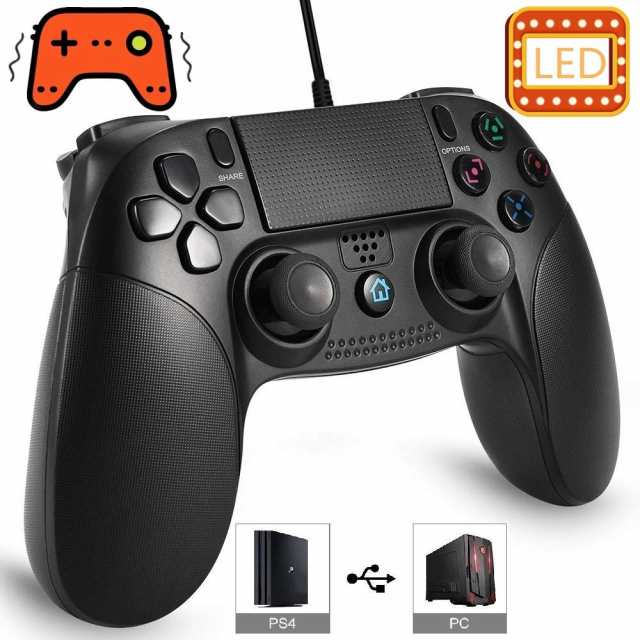 Ka Ps4 有線 コントローラー ゲームコントローラー ゲームパッド Dual Shock 4 振動機能搭載 Usb接続 Ps4 Pc対応の通販はau Pay マーケット みなしごshop