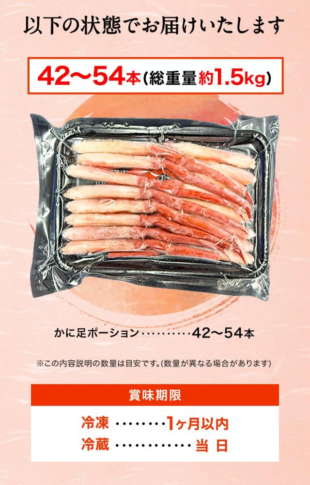 ボイル トゲズワイガニ ポーション42〜54本入 総重量約1.5kg かに ズワイカニ 蟹しゃぶしゃぶ かに 送料無料_9