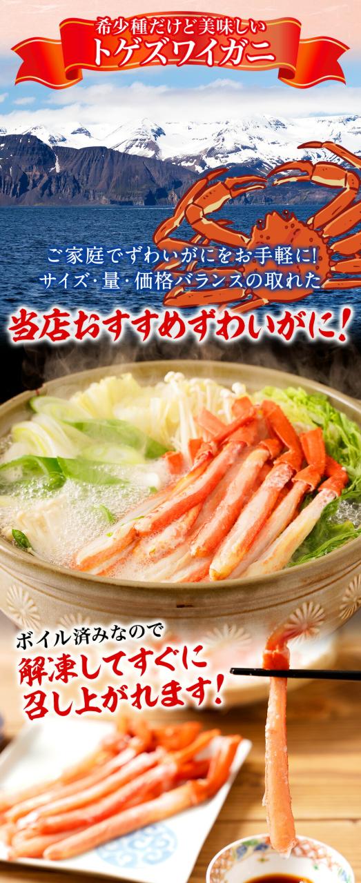 ボイル トゲズワイガニ ポーション 100本入 総重量約1700g 送料無料 ずわい かに かに 蟹 かにしゃぶ かに鍋 天ぷら_10