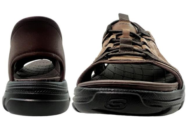 サンダル メンズ スケッチャーズ スリップインズ リボルテッド SS-メリック 205181 ダークブラウン ブラック 25.0~28.0cm ハンズフリー フィッシャーマンスタイルサンダル コンフォートサンダル クッション性 屈曲性 低反発 男性 紳士 夏 サマー