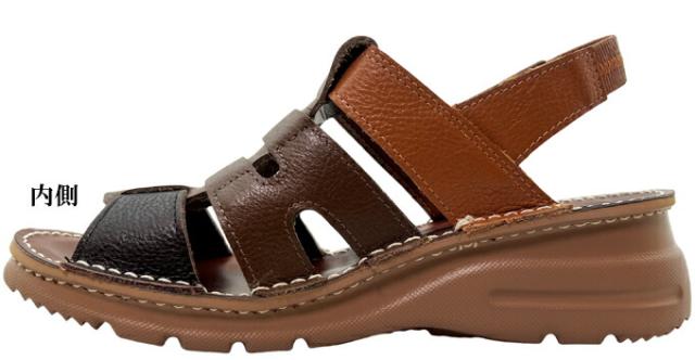 サンダル レディース A-OK CASUAL&SPORTS 0298 ダークブラウン ブラック 22.5~25.0cm エーオーケー コンフォートサンダル  撥水 汚れにくい 低反発 クッション性 通気性 軽量設計 屈曲性 本革 レザー 吸汗 放湿 抗菌 消臭 幅広 4E EEEE 日本製 made in japan 女性 婦人