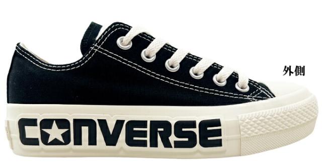 スニーカー レディース コンバース オールスター PLTS LOGOPATCH OX ブラック ホワイト 22.5~25.0cm CONVERSE ALL STAR PLTS ロゴパッチ OX ローカット OXカット 女性 婦人 学生 タウン カジュアル