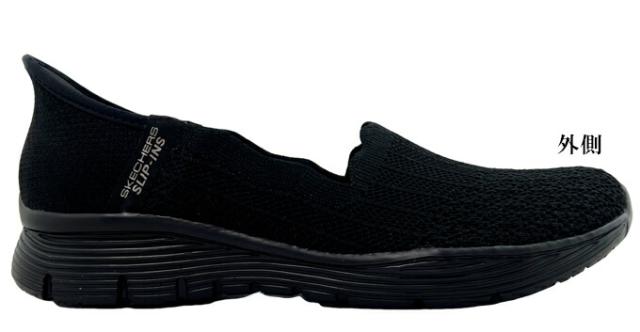 スケッチャーズ スリップインズ レディース スニーカー シーガービリーブイット 158980 ブラック ダークトープ 22.5~25.0cm SKECHERS SEAGER BELIEVE IT ハンズフリー メモリーフォーム 軽量 クッション性 低反発 ウォッシャブル ウォーキング トラベル 女性 婦人