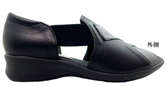 コンフォートシューズ レディース A-OK CASUAL&SPORTS 0790 クロ グレージュ 22.0~24.5cm エーオーケー オープントゥ 前空き サンダル ウェッジソール 春 夏 疲れにくい 低反発 クッション性 屈曲性 軽量 幅広 3E EEE 本革 レザー ソフト革 日本製 made in japan 女性 婦人